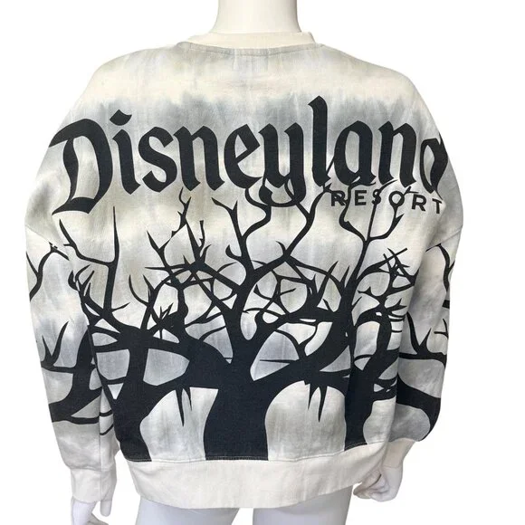 Disney Sweatshirt Womens Small Gray Black Cotton Blend Halloween Crew Neck - Picture 2 of 10